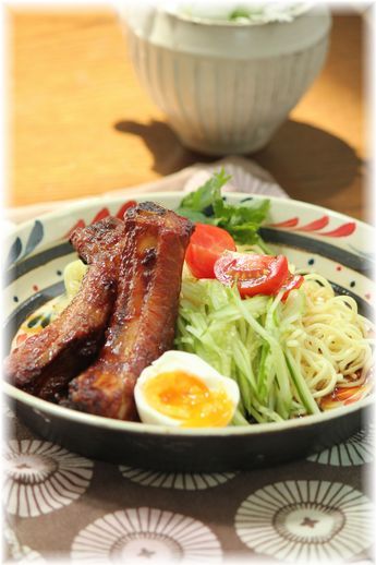 スペアリブの冷やし中華。と お昼ごはん。