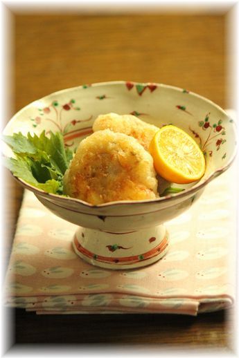 エビ蓮根のもちもち焼き。 と献立。