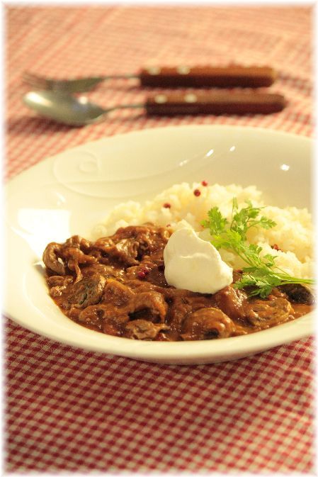 レモンクリームの ビーフストロガノフ。 と バレンタインの献立。