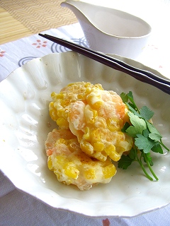 海老とコーンのモチモチ☆焼き。