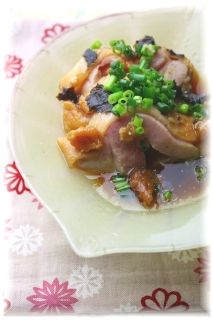 鶏肉の梅にんにく蒸し。 と献立。
