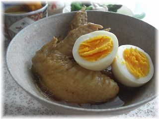 手羽先のさっぱり煮。 と献立。