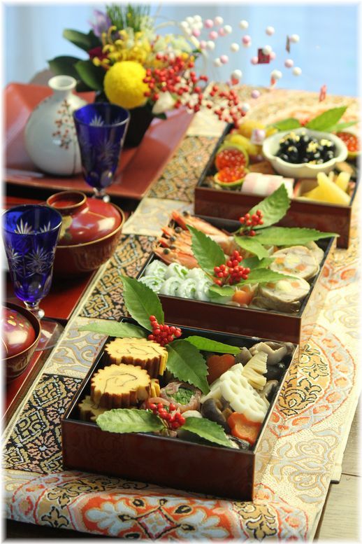 2014年。 おせち料理と富士山。