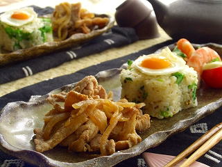 菜の花とマスタードのご飯でワンプレートディッシュ♪