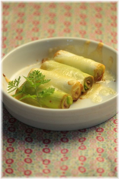 葱のにんにく醤油チーズ焼き。 と 献立。