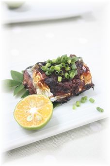 秋刀魚のネギ味噌焼き。 と朝御飯。