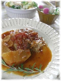 豚もも肉と大根の赤ワイン煮。 と献立。