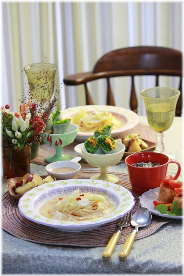 キャベツのペペロンチーノスープパスタ。 と 献立。 と今週のお買い物。