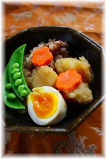 ほかほか味噌肉じゃが。 と献立。