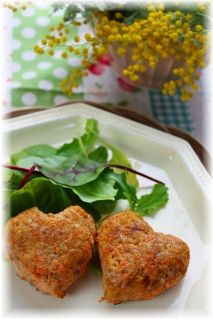 人参とホタテのつくね。 と献立。