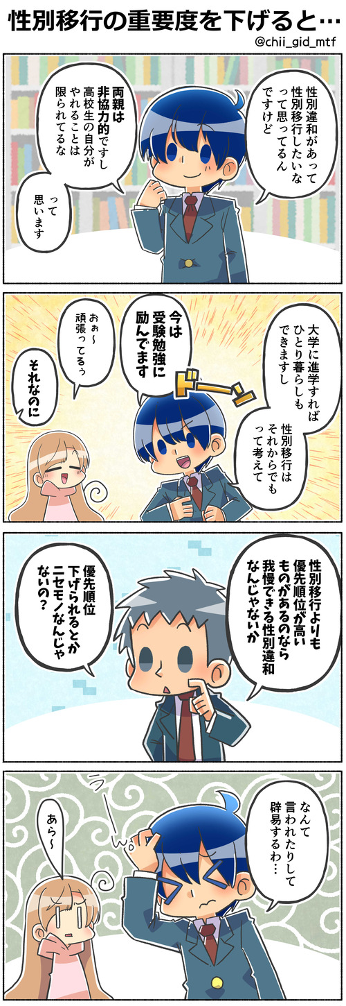性別移行の重要度を下げると…
