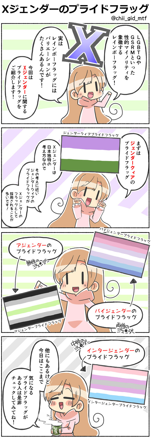Xジェンダーのプライドフラッグ