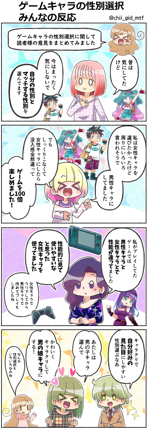 ゲームキャラの性別選択 みんなの反応