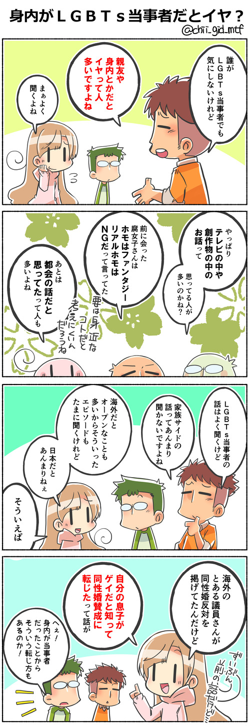 身内がＬＧＢＴｓ当事者だとイヤ？