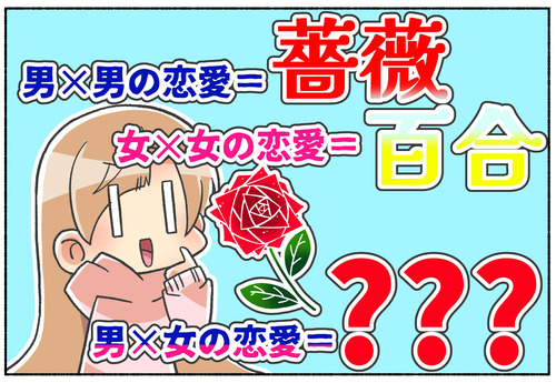 男性同士の恋愛は【薔薇】女性同士の恋愛は【百合】じゃあ男女の恋愛は？