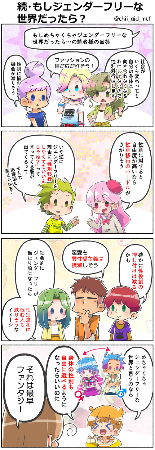続・もしジェンダーフリーな世界だったら？