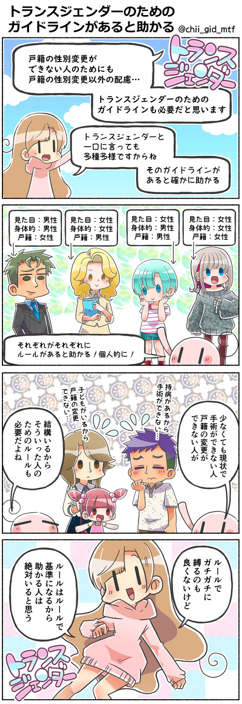 トランスジェンダーのためのガイドラインがあると助かる