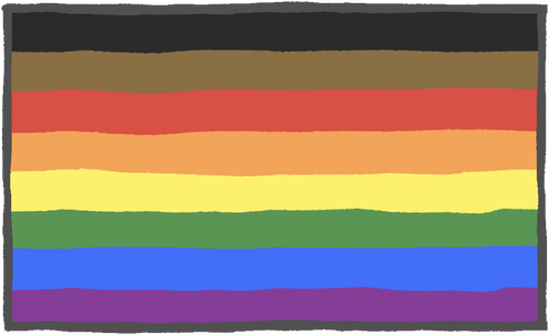 フィラデルフィアプライドフラッグ(有色人種包含を象徴)