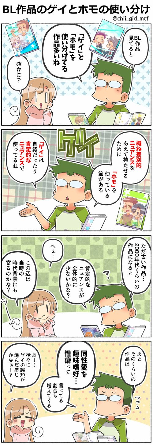 BL作品のゲイとホモの使い分け