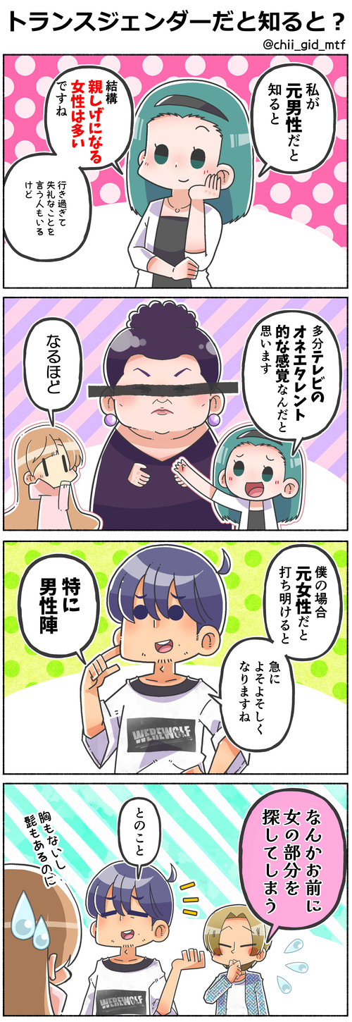 トランスジェンダーだと知ると?