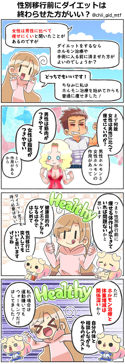 性別移行前にダイエットは終わらせた方がいい？