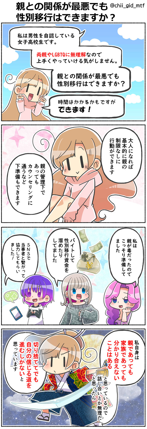 親との関係が最悪でも性別移行はできますか？