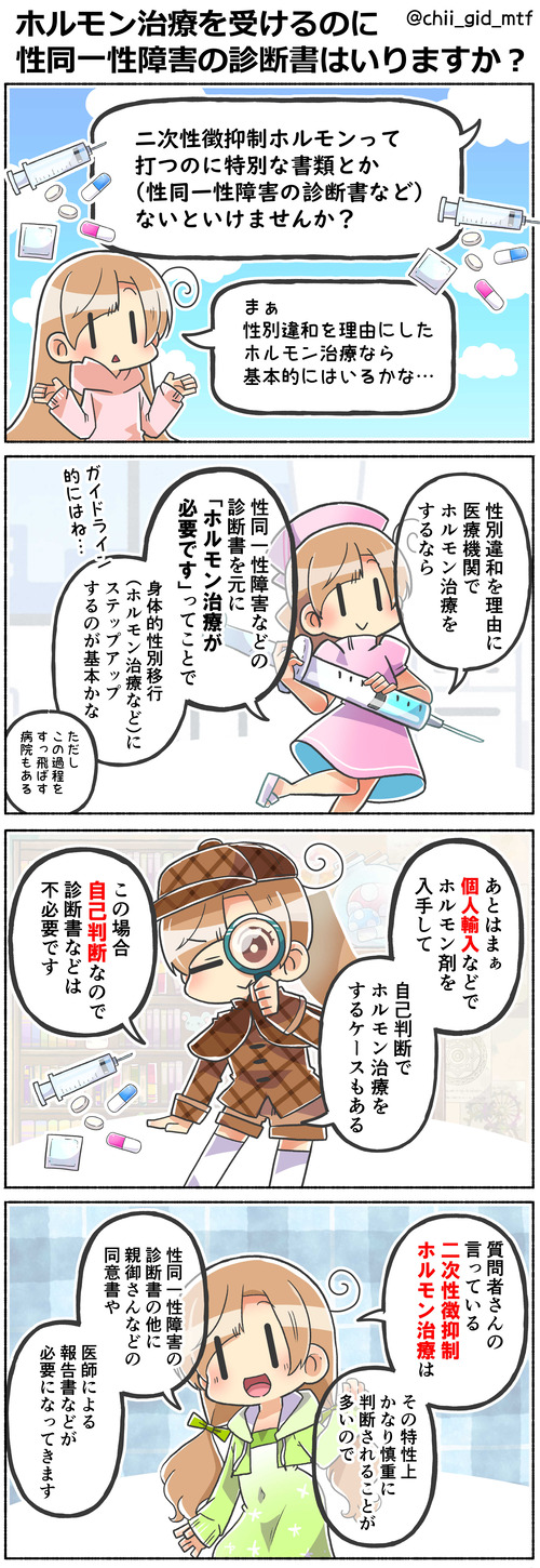 ホルモン治療を受けるために診断書はいりますか？