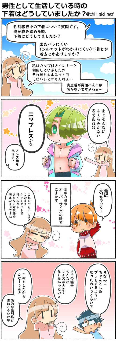 胸が膨み始めた時、下着はどうしてましたか？