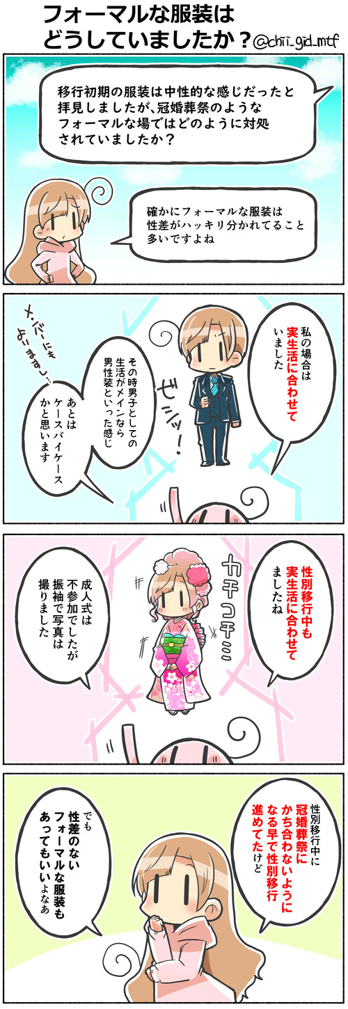 フォーマルな服装はどうしていましたか?