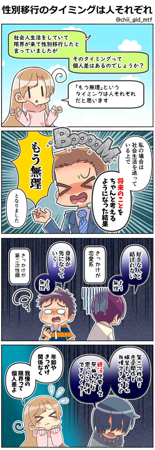 性別移行のタイミングは人それぞれ