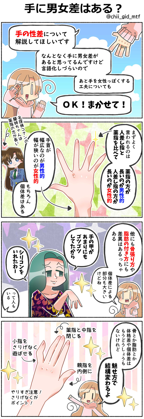 手に男女差はある?