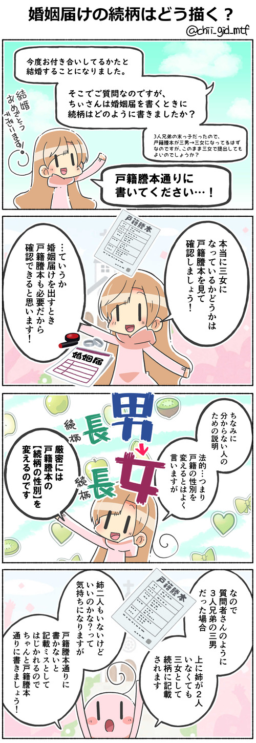 婚姻届けの続柄はどう描く？