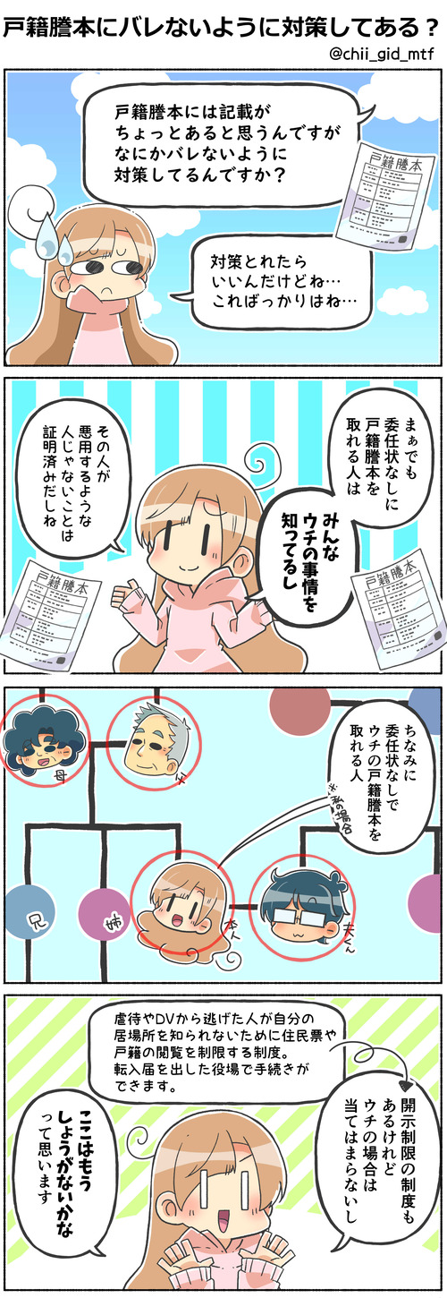 戸籍謄本にバレないように対策してある？