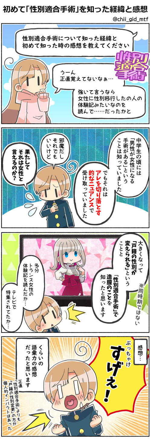 初めて「性別適合手術」を知った経緯と感想
