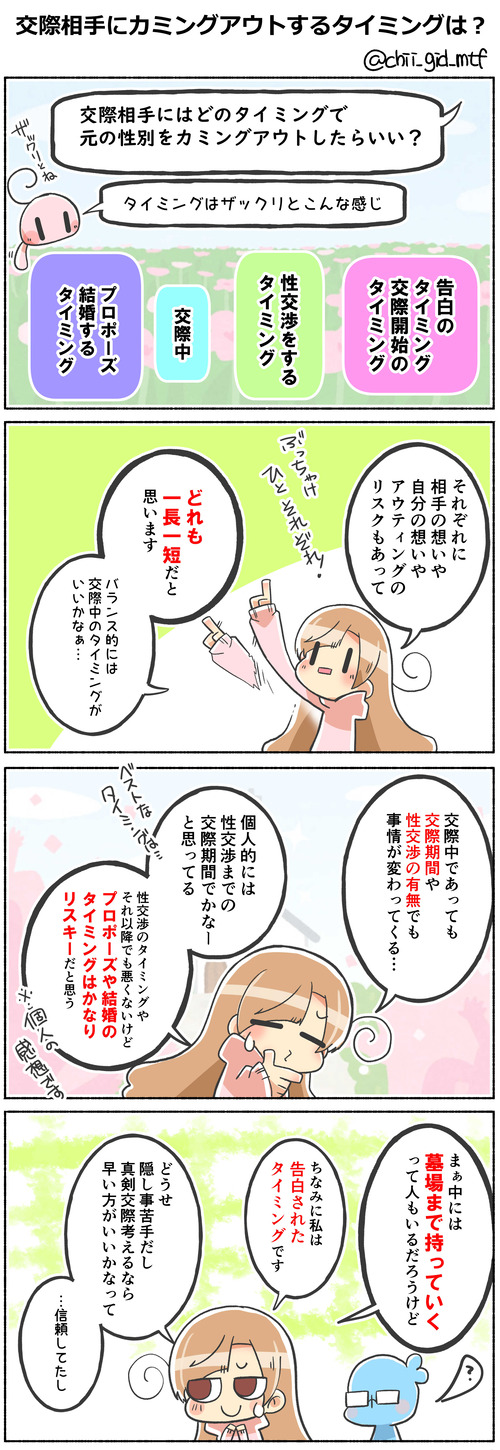交際相手にカミングアウトするタイミングは?