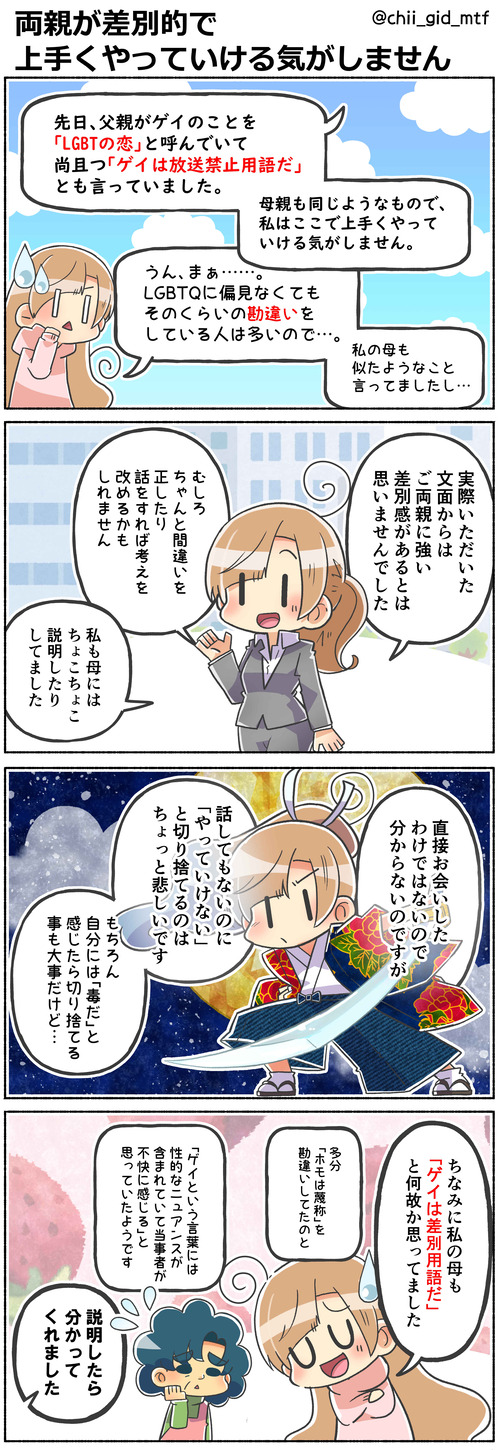 両親が差別的で上手くやっていける気がしません