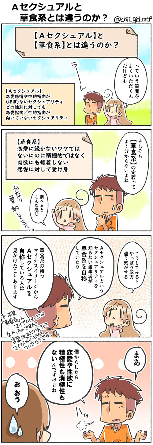 Aセクシュアルと草食系とは違うのか?