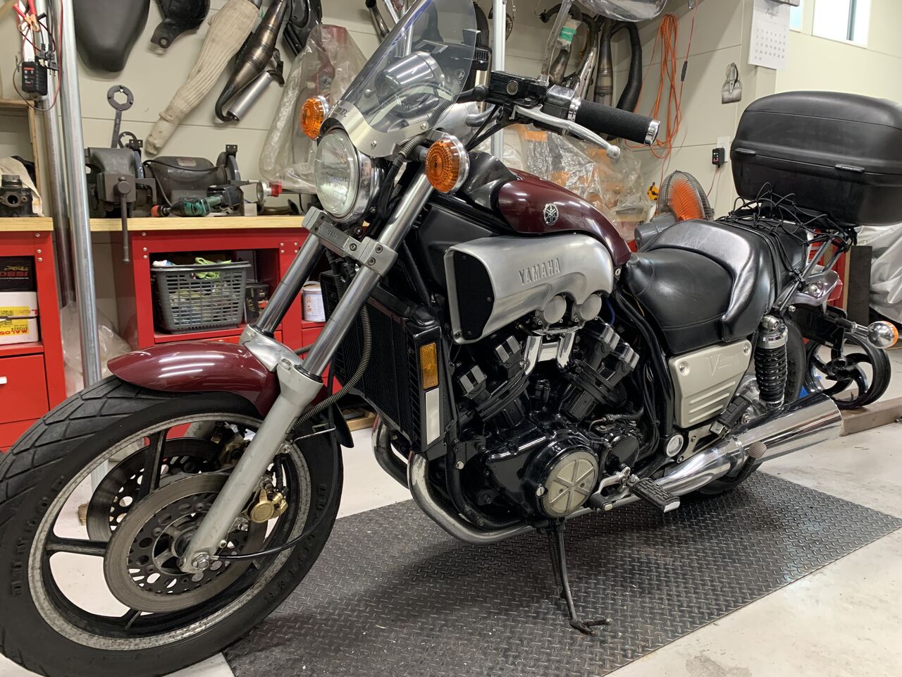 ヤマハ V-MAX 逆車のプチレストア フォークO/H セルO/H ホイール 