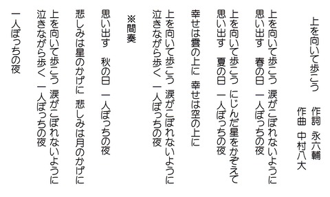 『上を向いて歩こう』歌詞