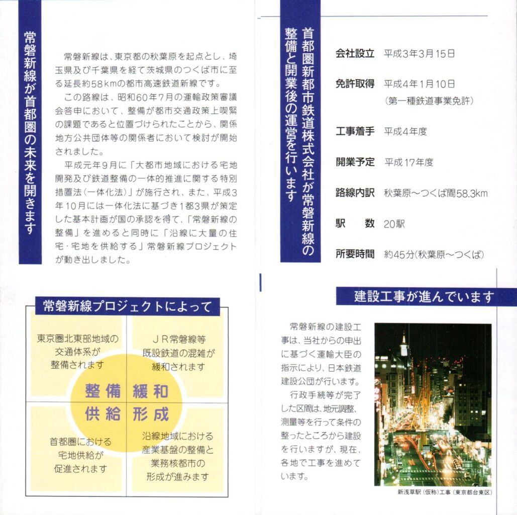 首都圏新都市鉄道「常磐新線」 開業記念日 2005.8.24 ～社名と正式路線