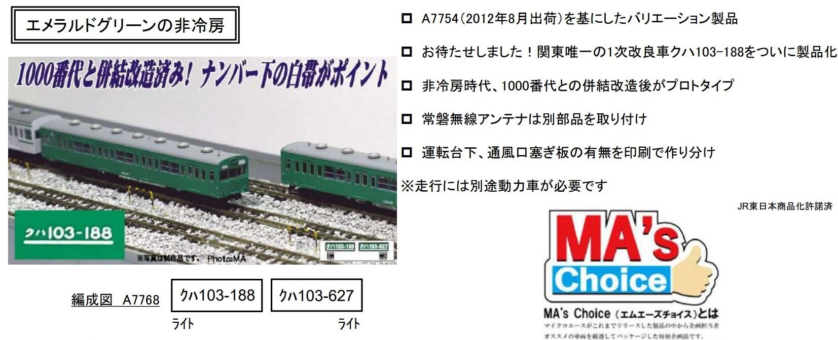 MA A-0552 旧式 103系0・1000番台 常磐線・エメラルドグリーン