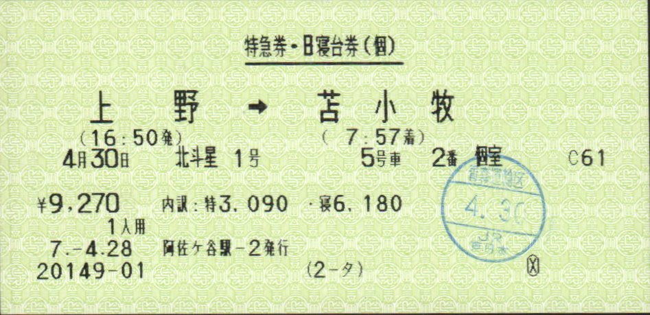 思い出のスナップ「寝台特急 北斗星」（北海道の駅撮り）～七夕の短冊