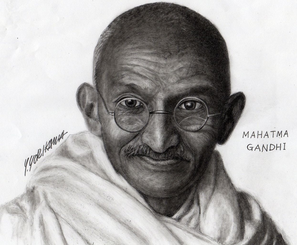 MAHATMA GANDHI マハトマ・ガンディー : ネット絵師・独言の鉛筆画