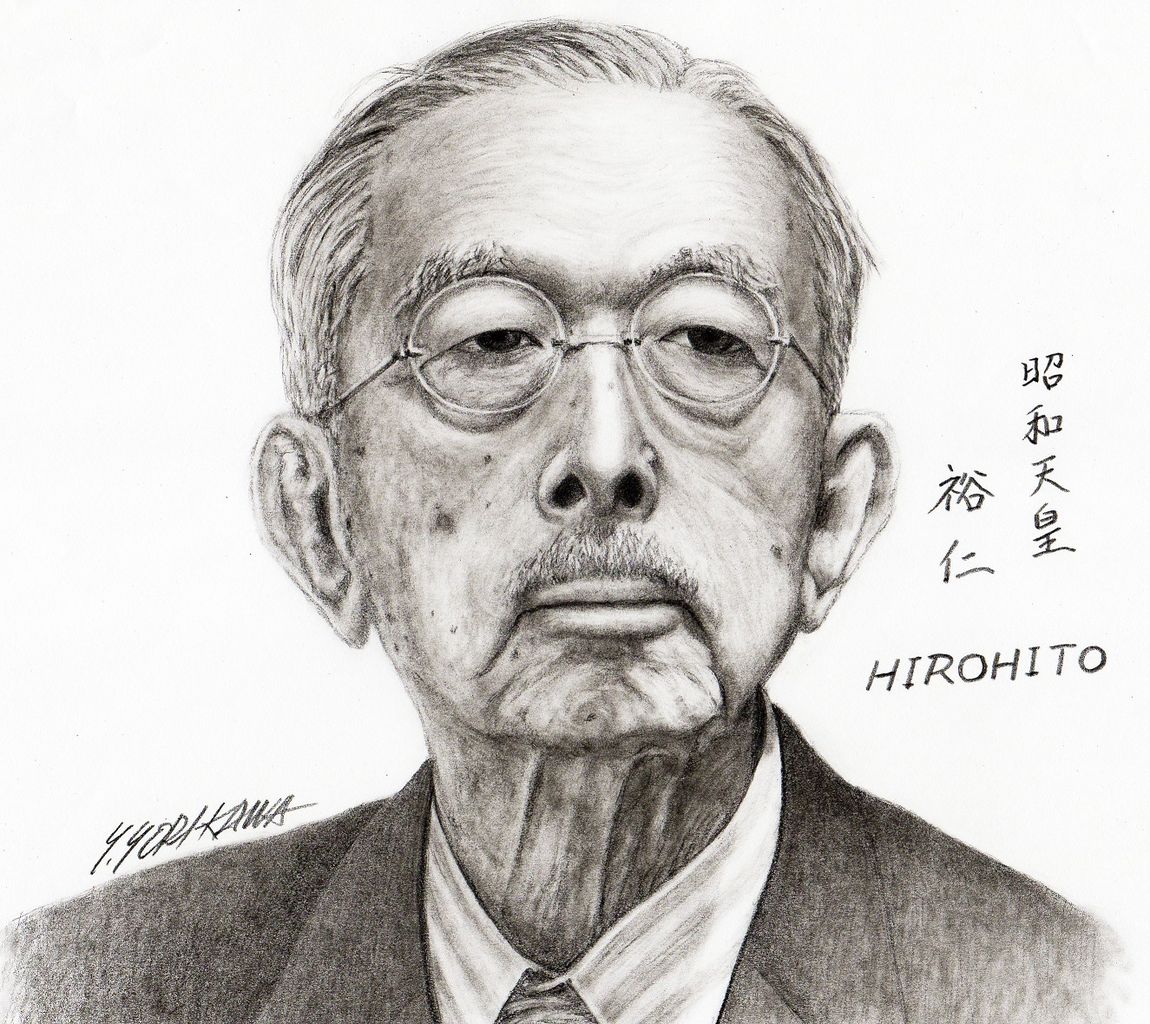 〇色鉛筆画・宅配80サイズ・男性人物画 昭和天皇陛下 (196×285) 絵画 