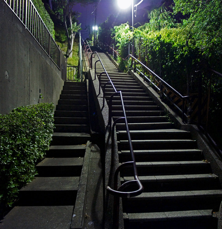 夜散歩のススメ1517 長荘山養源寺脇の2重階段 夜散歩のススメ 夜散歩のススメ1517 長荘山養源寺脇の2重階段 夜散歩のススメ