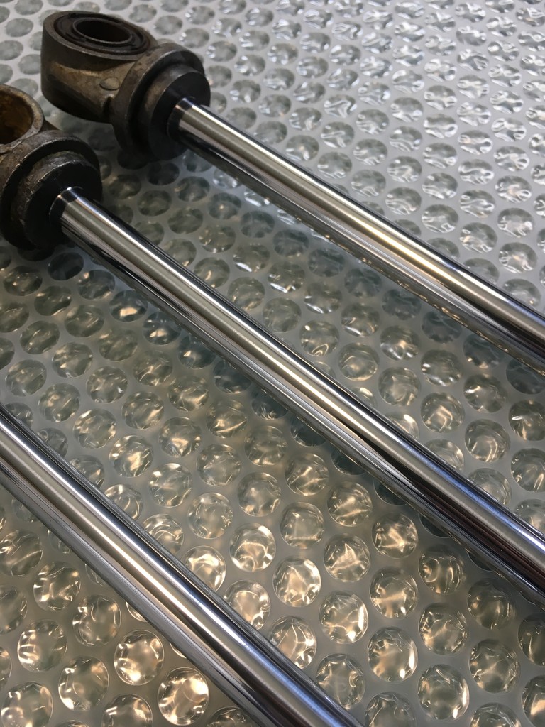 マルゾッキ シャフト 再メッキ パウダー レストア済み 315 ミリ ありがとう。ネット受注♪愛知県。バイク部品。マルゾッキ。リヤ