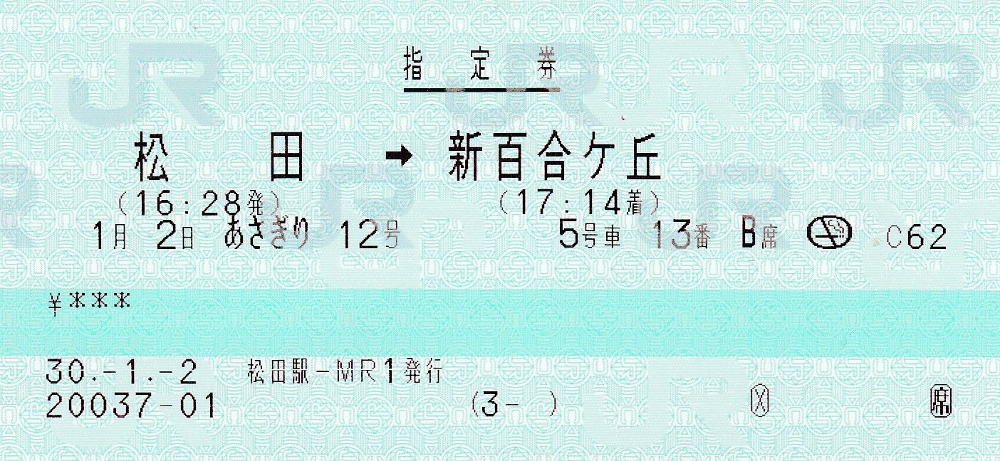 特急あさぎり号の乗車券類 : タカタカB 「一枚のキップから」