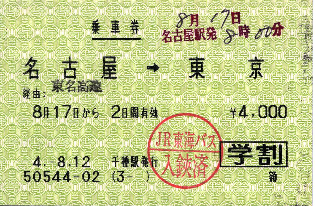 使用済 国鉄 切符 マルス券 特別急行券 しなの 7号 2枚セット