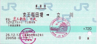 京王稲田堤⇒立川 経由:京王新宿・中央