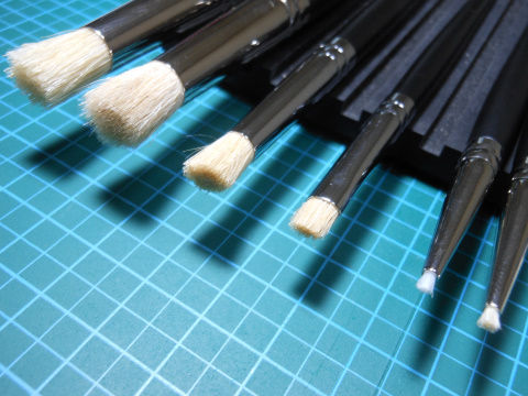 模型製作用塗料とブラシセット 筆道楽 Mr.ウェザリングブラシ : yosshiro-labo
